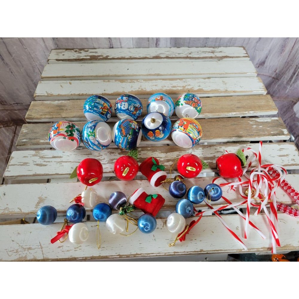 Vintage ornaments ball lot‎ candy cane Xmas tree